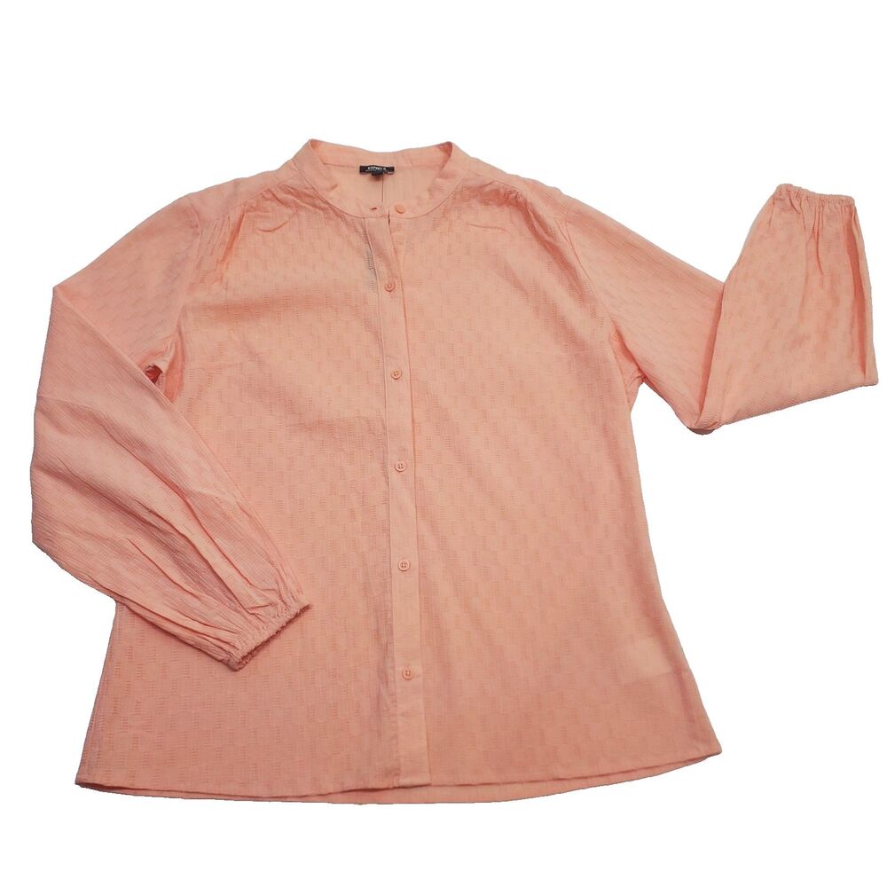 NEW EXPRESS Boyfriend Portofino Coral Rose Peach Women Small Shirt Button Down